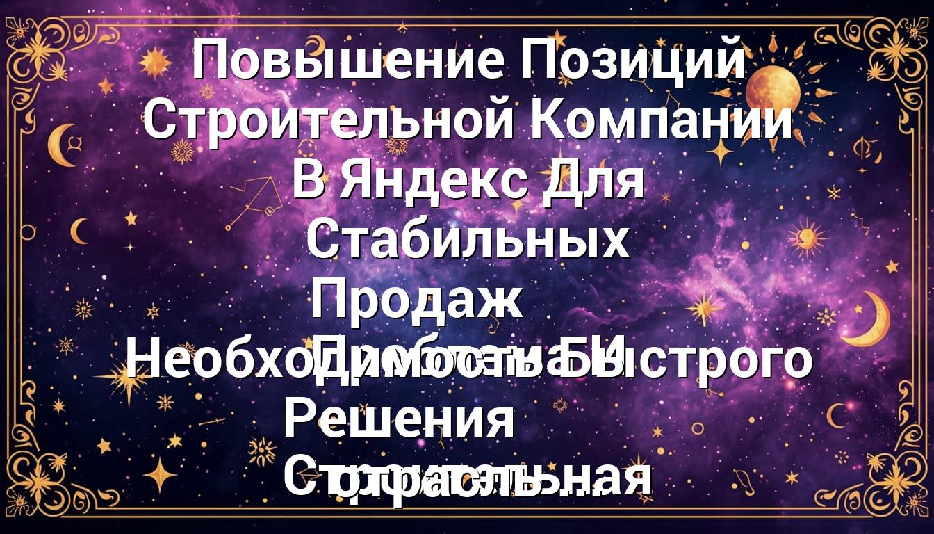 Повышение Позиций Строительной Компании В Яндекс Для Стабильных Продаж Проблема И Необходимость Быстрого Решения Строительная отрасль ...