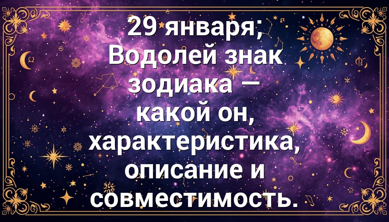 29 января; Водолей знак зодиака — какой он, характеристика, описание и совместимость.