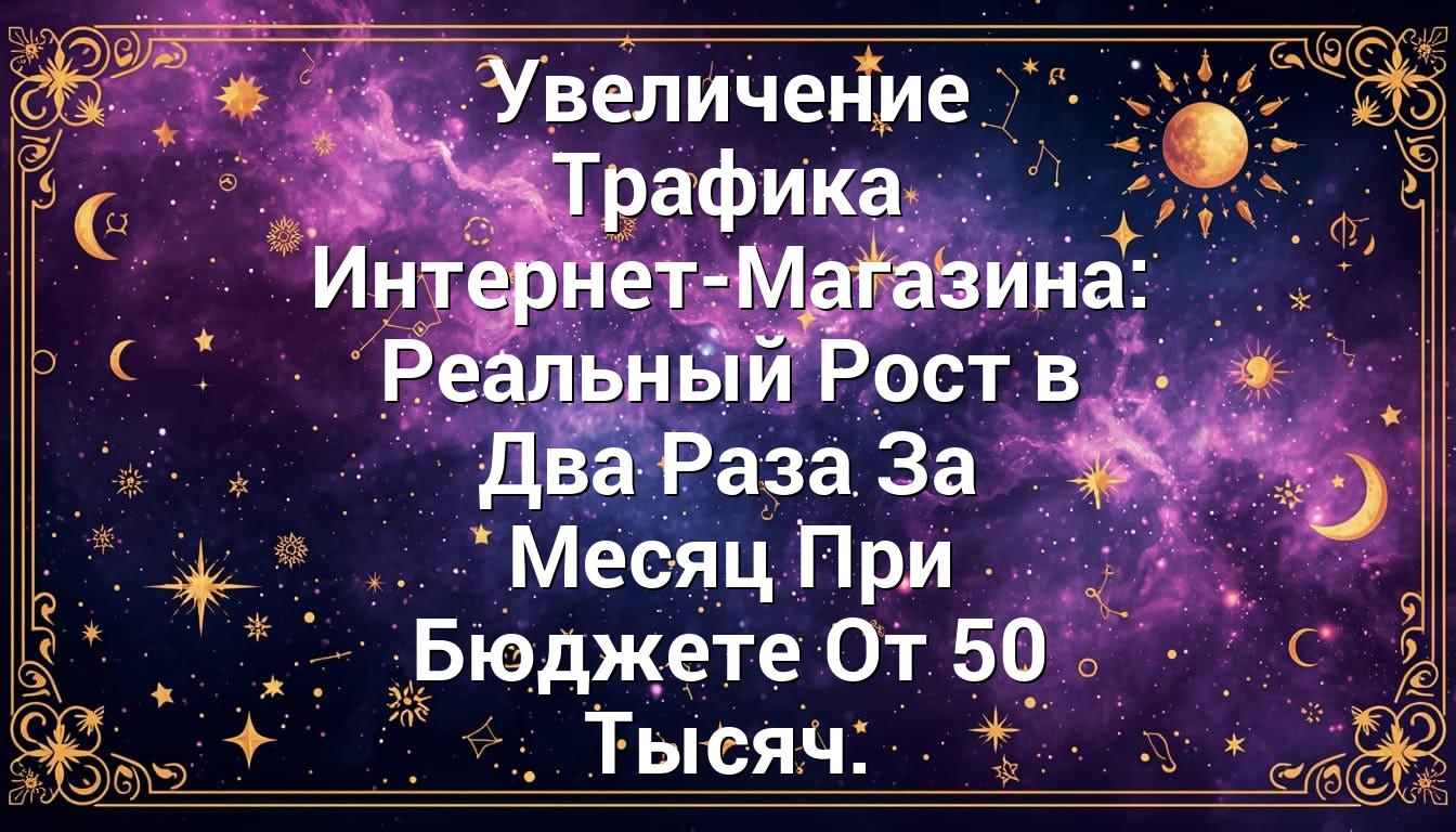 Увеличение Трафика Интернет-Магазина: Реальный Рост в Два Раза За Месяц При Бюджете От 50 Тысяч.