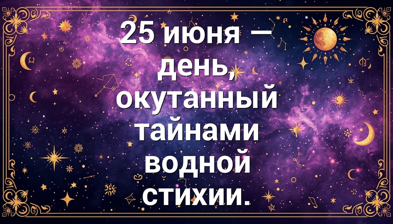 25 июня — день, окутанный тайнами водной стихии.