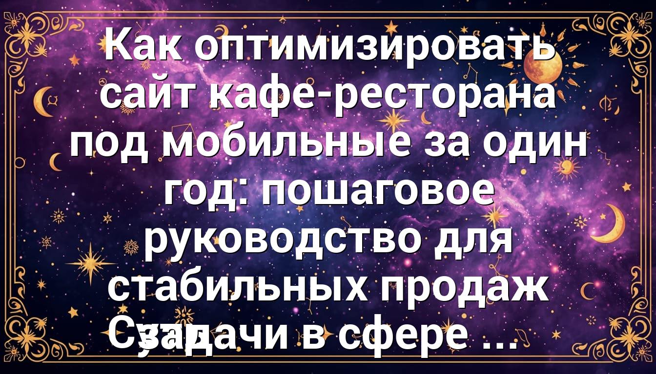 Как оптимизировать сайт кафе-ресторана под мобильные за один год: пошаговое руководство для стабильных продаж Суть задачи в сфере ...