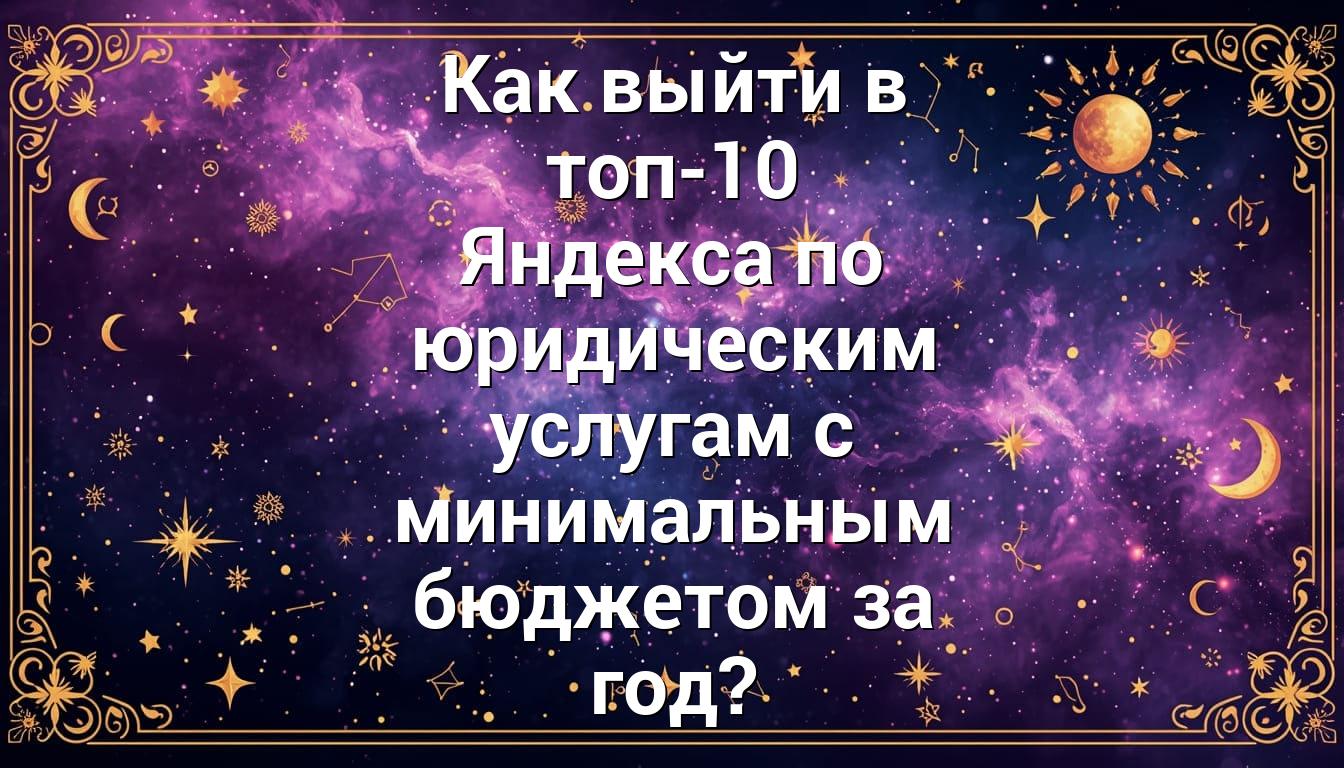 Как выйти в топ-10 Яндекса по юридическим услугам с минимальным бюджетом за год?