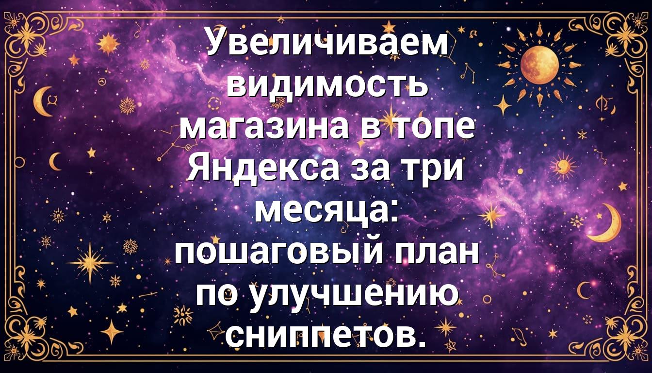 Увеличиваем видимость магазина в топе Яндекса за три месяца: пошаговый план по улучшению сниппетов.