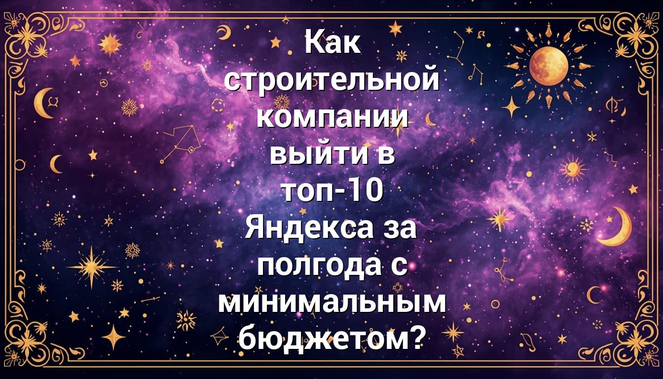 Как строительной компании выйти в топ-10 Яндекса за полгода с минимальным бюджетом?