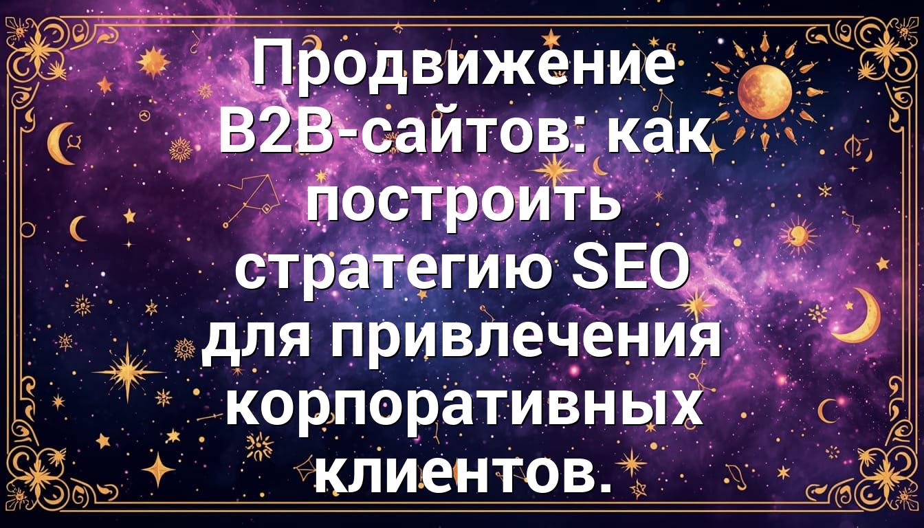 Продвижение B2B-сайтов: как построить стратегию SEO для привлечения корпоративных клиентов.